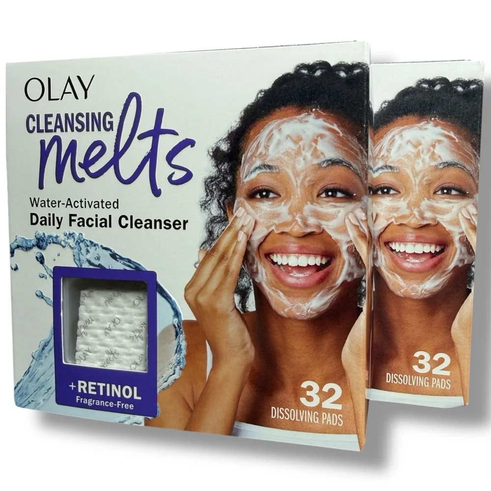 Olay Cleansing Melts + Retinol 32ct‎ x2 (64 Total) Water-Activated Cleanser Pads